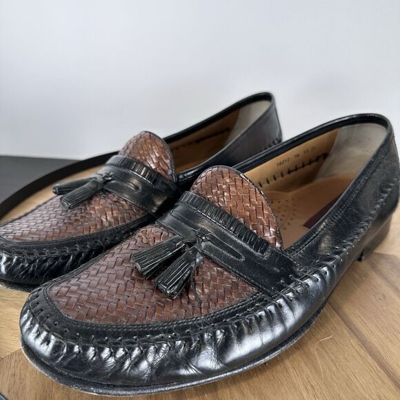Florsheim Woven Black Brown Square Toe Dress Shoe 13D 18212-16 Tassles main image 8